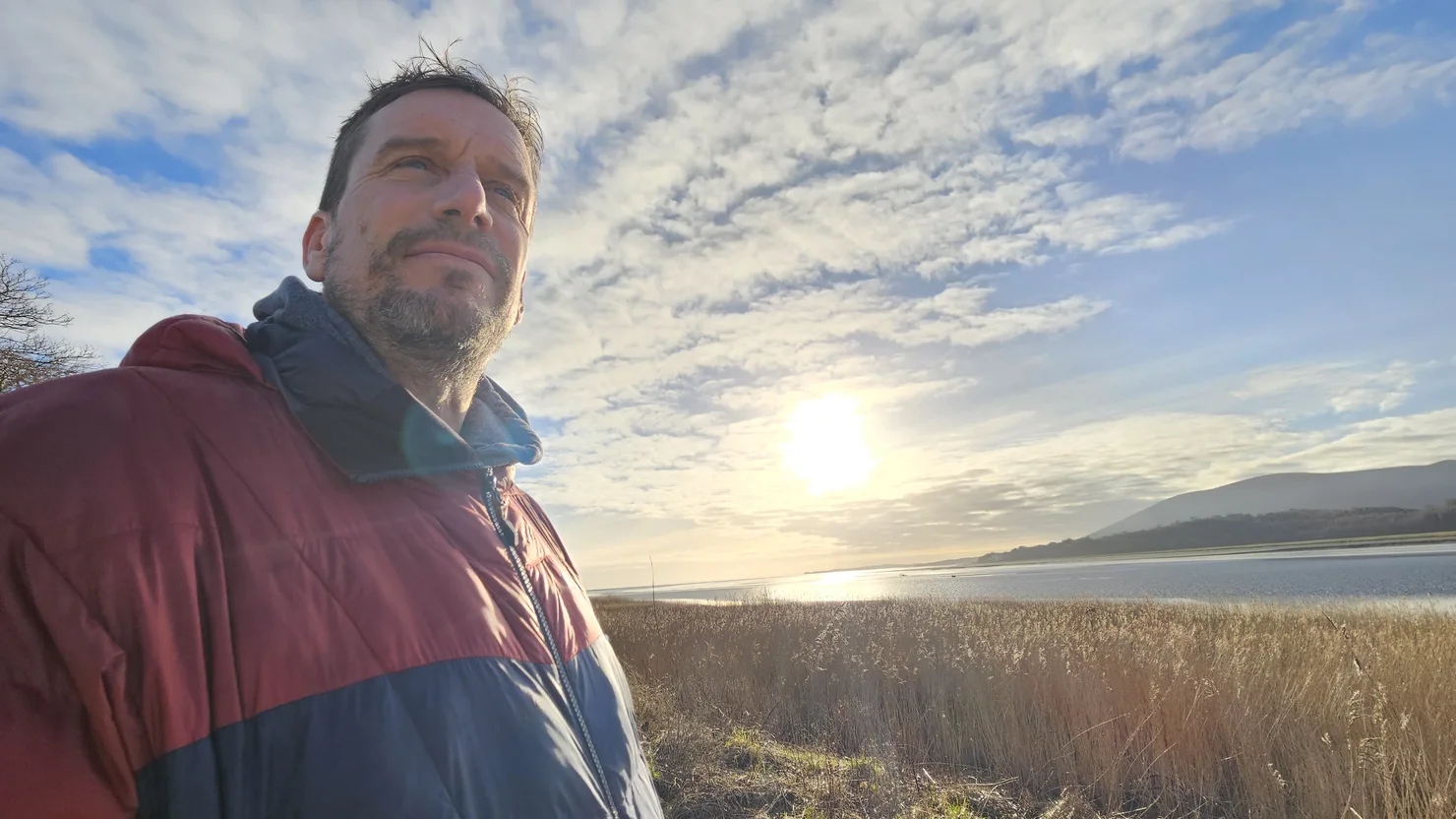 Joseph on the coast in winter sunshine
